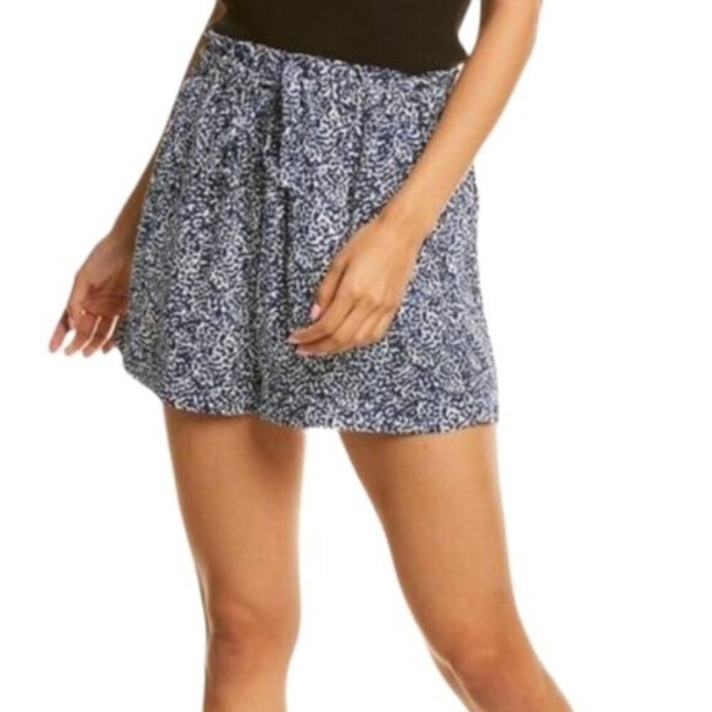 Madewell Womens XL Drawstring Drape Pull On Shorts Bengali Blockprint Blue‎